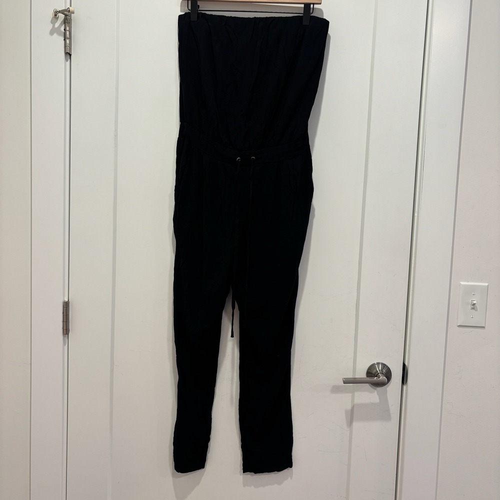 Boom Boom Jeans Black Strapless Jumpsuit Drawstring‎ Waist Pockets Large